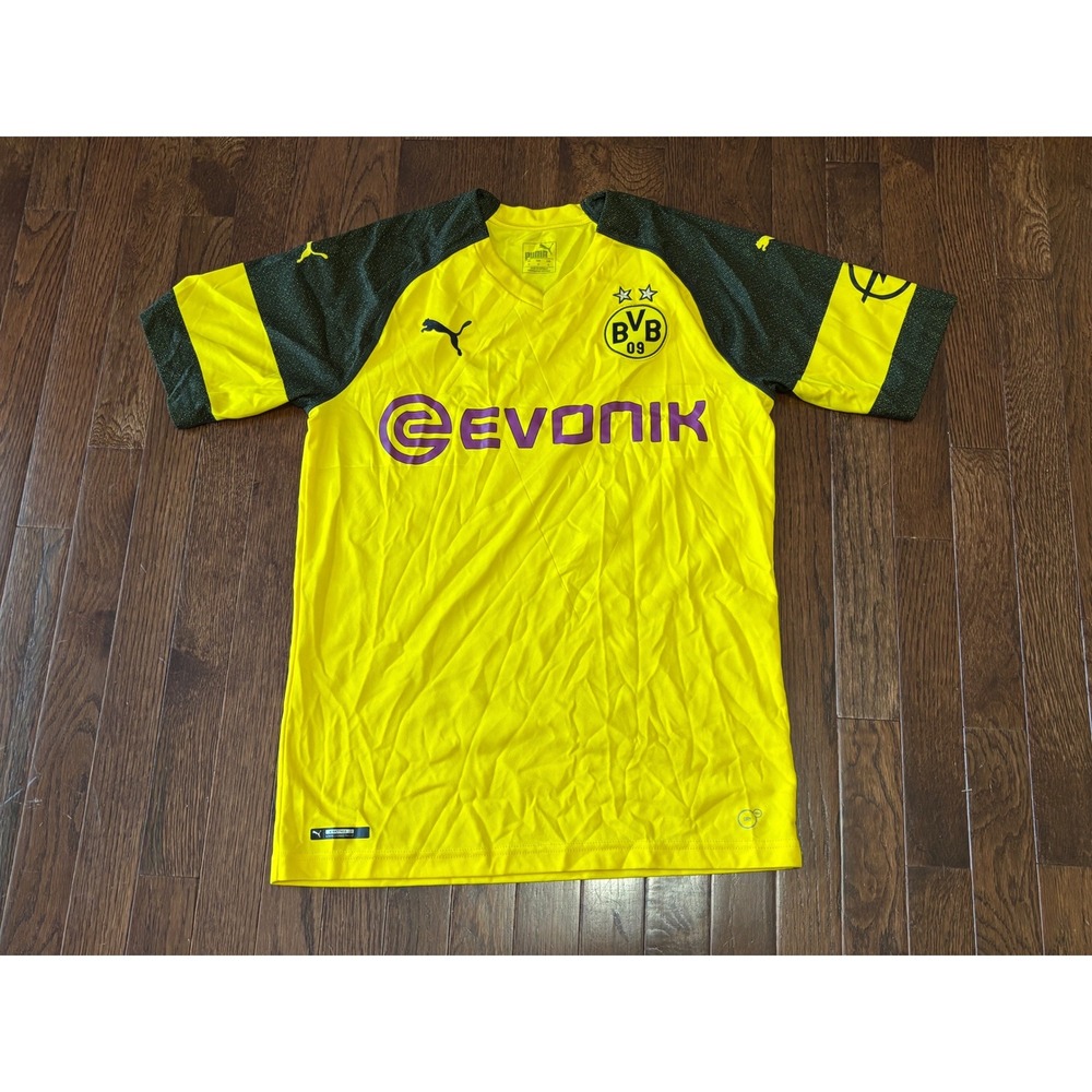 Puma Borussia Dortmund BVB 09 Jersey Mens Medium Yellow Black Soccer Evonik